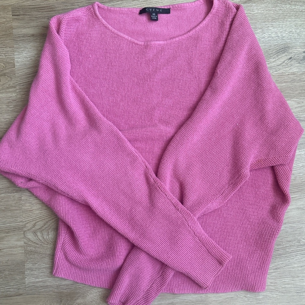 Pink Waffle Knit Long Sleeve Sweater XS - Picture 1 of 3